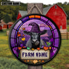 Joycorners Black Angus Stained Glass Effect Personalized Name Happy Halloween Wooden Sign