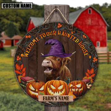 Joycorners Highland Welcome To Our Haunted House Pattern Happy Halloween Wooden Sign