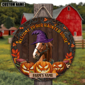Joycorners Horse Welcome To Our Haunted House Pattern Happy Halloween Wooden Sign