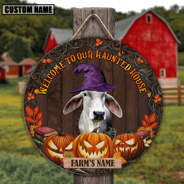 Joycorners Brahman Welcome To Our Haunted House Pattern Happy Halloween Wooden Sign