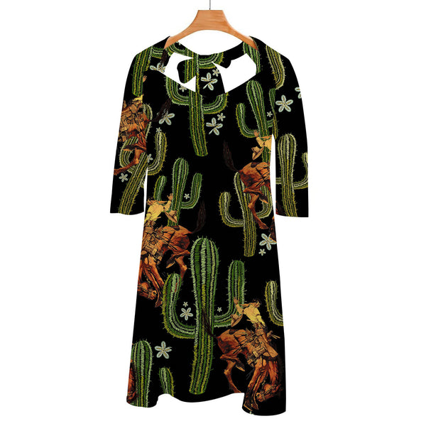 JoyCorners Cactus Sweetheart Knot Flare Dress