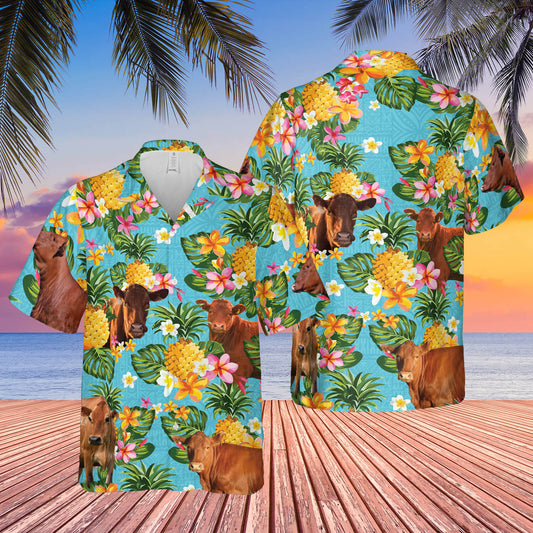 Joycorners Pineapple Hawaiian Theme For BEEFMASTER Cattle Lovers All 3D Printed Hawaiian shirt