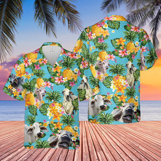 Joycorners Pineapple Hawaiian Theme For BRAHMAN Cattle Lovers All 3D Printed Hawaiian shirt