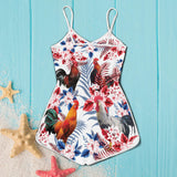 Joycorners Chicken Hibiscus Flowers All Over Printed 3D Romper