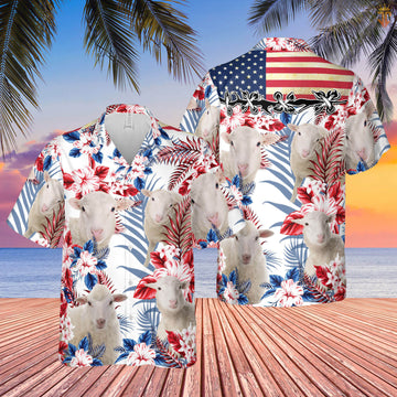 Joycorners United States Flag Hawaiian Theme For Sheep Lovers All 3D Printed Hawaiian shirt