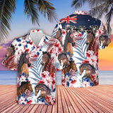 Joycorners Horse Lovers Australia Flag Hawaiian Flowers Hawaiian Shirt