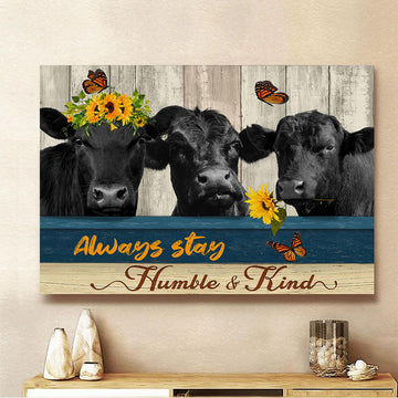 Joycorners Black Angus Cattle Humble and Kind Canvas