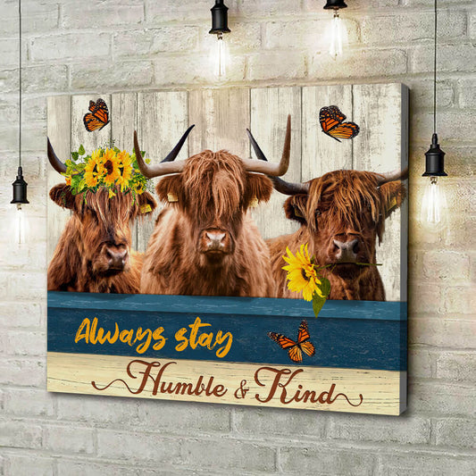 Joycorners Highland Cattle Humble and Kind Canvas