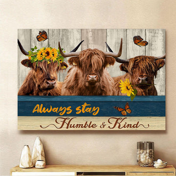 Joycorners Highland Cattle Humble and Kind Canvas