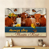 Joycorners TX-Longhorn Cattle Humble and Kind Canvas
