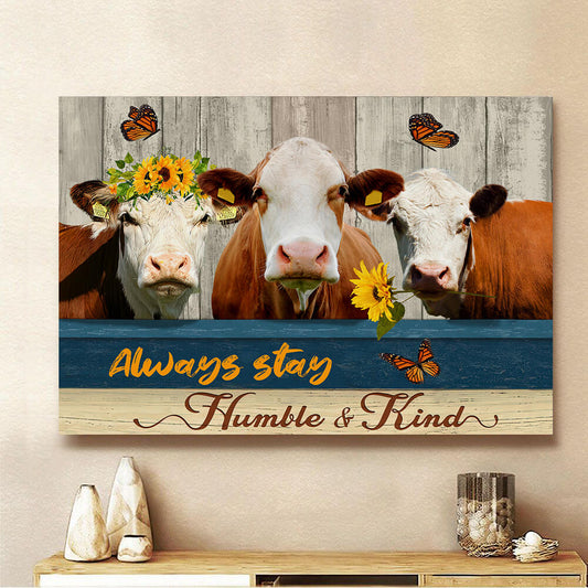 Joycorners Hereford Cattle Humble and Kind Canvas