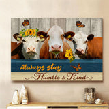 Joycorners Hereford Cattle Humble and Kind Canvas