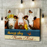 Joycorners Hereford Cattle Humble and Kind Canvas