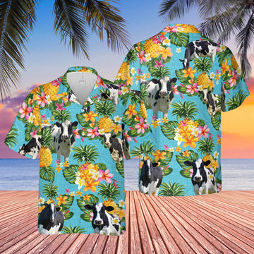 Joycorners Pineapple Hawaiian Theme For HOLSTEIN FRIESIAN Cattle Lovers All 3D Printed Hawaiian shirt