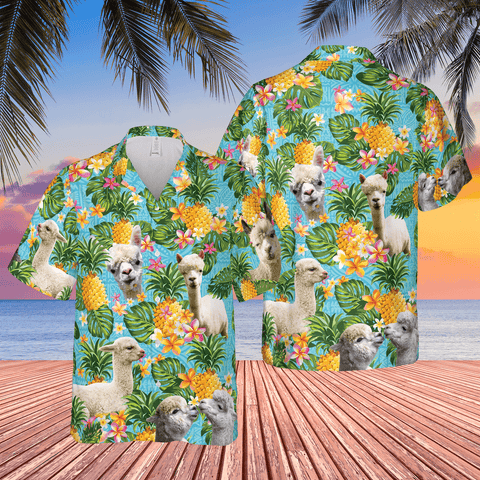 Joycorners Pineapple Hawaiian Theme For ALPACA Lovers All 3D Printed Hawaiian shirt