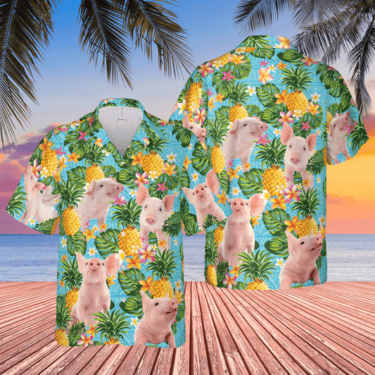 Joycorners Pineapple Hawaiian Theme For PIG Lovers All 3D Printed Hawaiian shirt