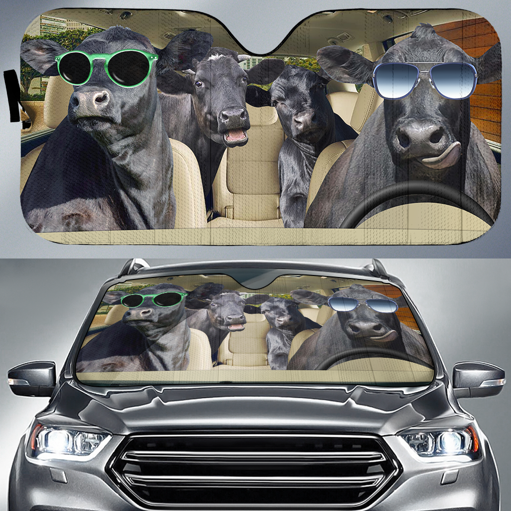 Joycorners Personalized Name Black Angus CAR All Over Printed 3D Sun Shade