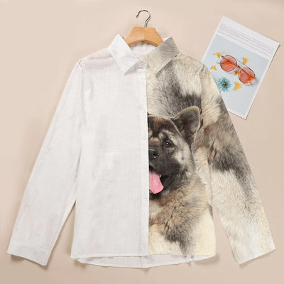 Joycorners American Akita Half Printed 3D Casual Shirt