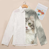 Joycorners American Curl Cat Half Printed 3D Casual Shirt