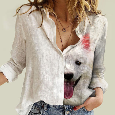 Joycorners American Eskimo Half Printed 3D Casual Shirt