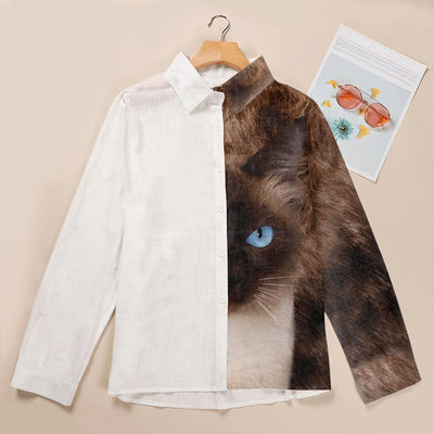 Joycorners Balinese Cat Half Printed 3D Casual Shirt