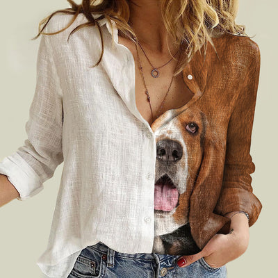 Joycorners Basset Hound Half Printed 3D Casual Shirt