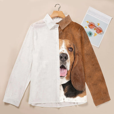 Joycorners Basset Hound Half Printed 3D Casual Shirt