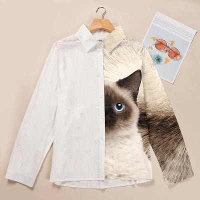 Joycorners Birman Cat Half Printed 3D Casual Shirt