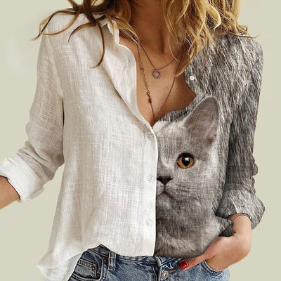 Joycorners British Shorthair Cat Half Printed 3D Casual Shirt
