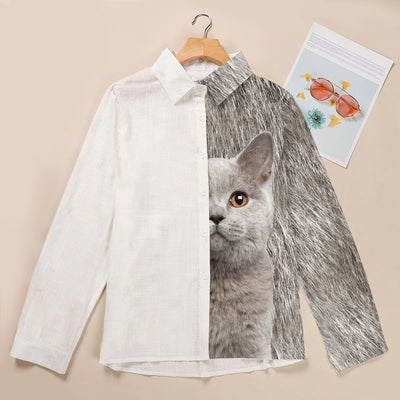 Joycorners British Shorthair Cat Half Printed 3D Casual Shirt