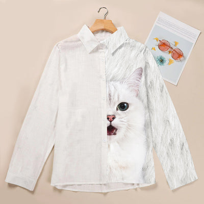 Joycorners Burmilla Cat Half Angel Half Printed 3D Casual Shirt