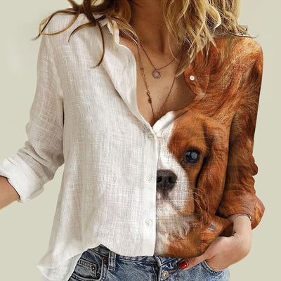 Joycorners Cavalier King Charles Spaniel 3 Half Printed 3D Casual Shirt