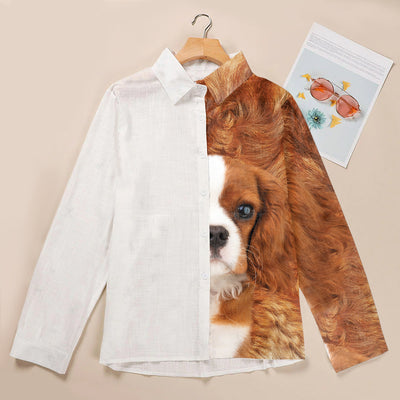 Joycorners Cavalier King Charles Spaniel 3 Half Printed 3D Casual Shirt