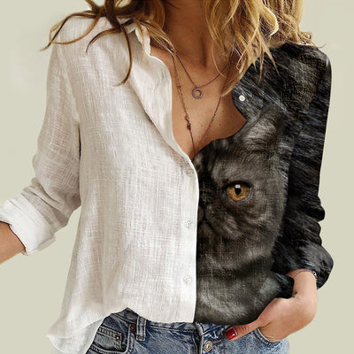 Joycorners Exotic Cat Half Printed 3D Casual Shirt