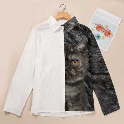 Joycorners Exotic Cat Half Printed 3D Casual Shirt