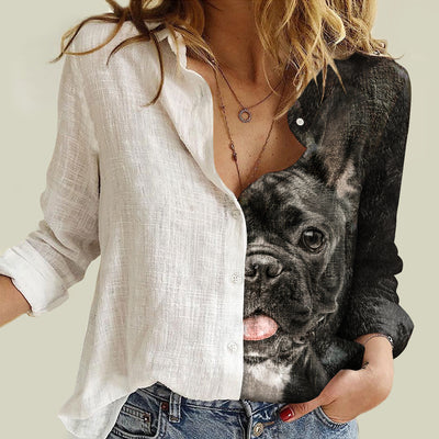 Joycorners French Bulldog Half Printed 3D Casual Shirt