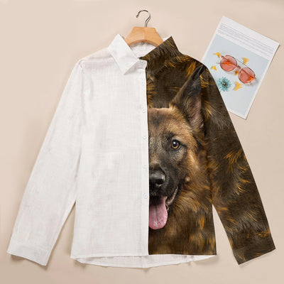 Joycorners German Shepherd Half Printed 3D Casual Shirt