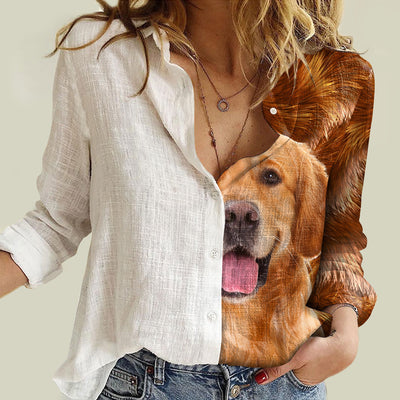 Joycorners Golden Retriever Pointer Half Printed 3D Casual Shirt