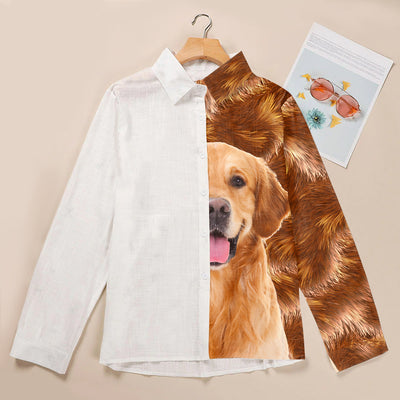 Joycorners Golden Retriever Pointer Half Printed 3D Casual Shirt