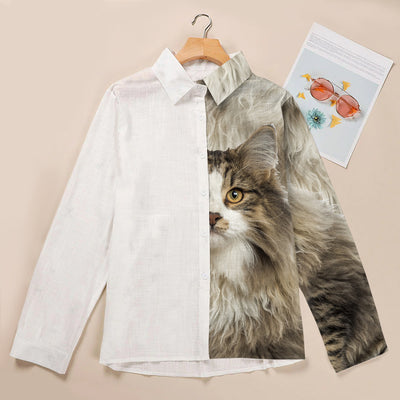 Joycorners Norwegian Forest Cat Half Printed 3D Casual Shirt
