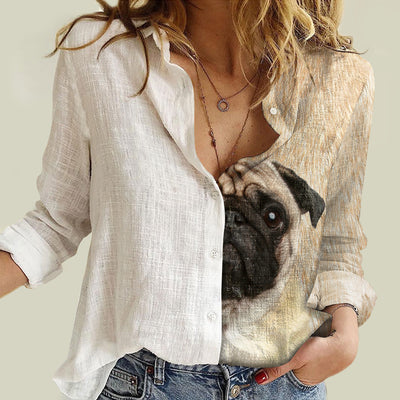 Joycorners Pug Half Printed 3D Casual Shirt