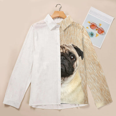 Joycorners Pug Half Printed 3D Casual Shirt