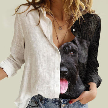 Joycorners Schnauzer Half Printed 3D Casual Shirt