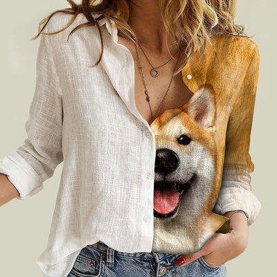 Joycorners Shiba Inu Half Printed 3D Casual Shirt