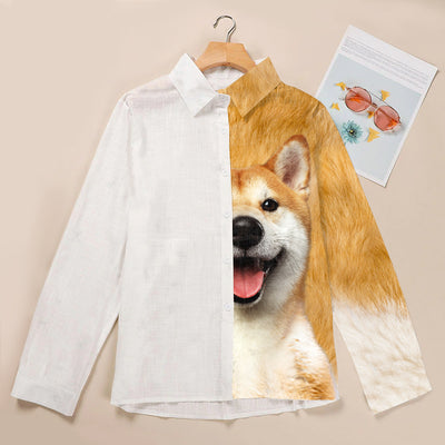 Joycorners Shiba Inu Half Printed 3D Casual Shirt