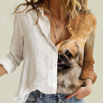 Joycorners Tibetan Spaniel Half Printed 3D Casual Shirt