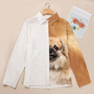 Joycorners Tibetan Spaniel Half Printed 3D Casual Shirt