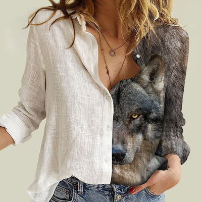 Joycorners Wolf Half Printed 3D Casual Shirt