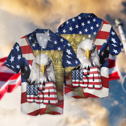 Joycorners United States Independence Day Eagles U.S Flag All 3D Printed Hawaiian shirt