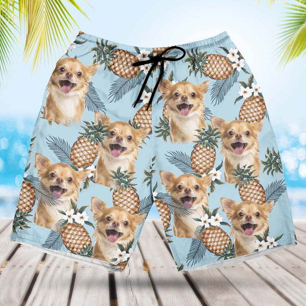Joycorners Personalized Photos Pineapples Light Blue Color All Over Printed 3D Short